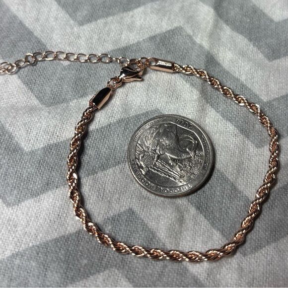New! Rose Gold Dainty Bracelet Lobster Clasp & Extension - Picture 4 of 4